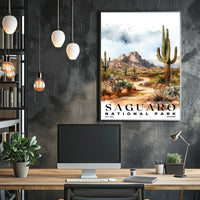 Saguaro Watercolor Wall Art Poster