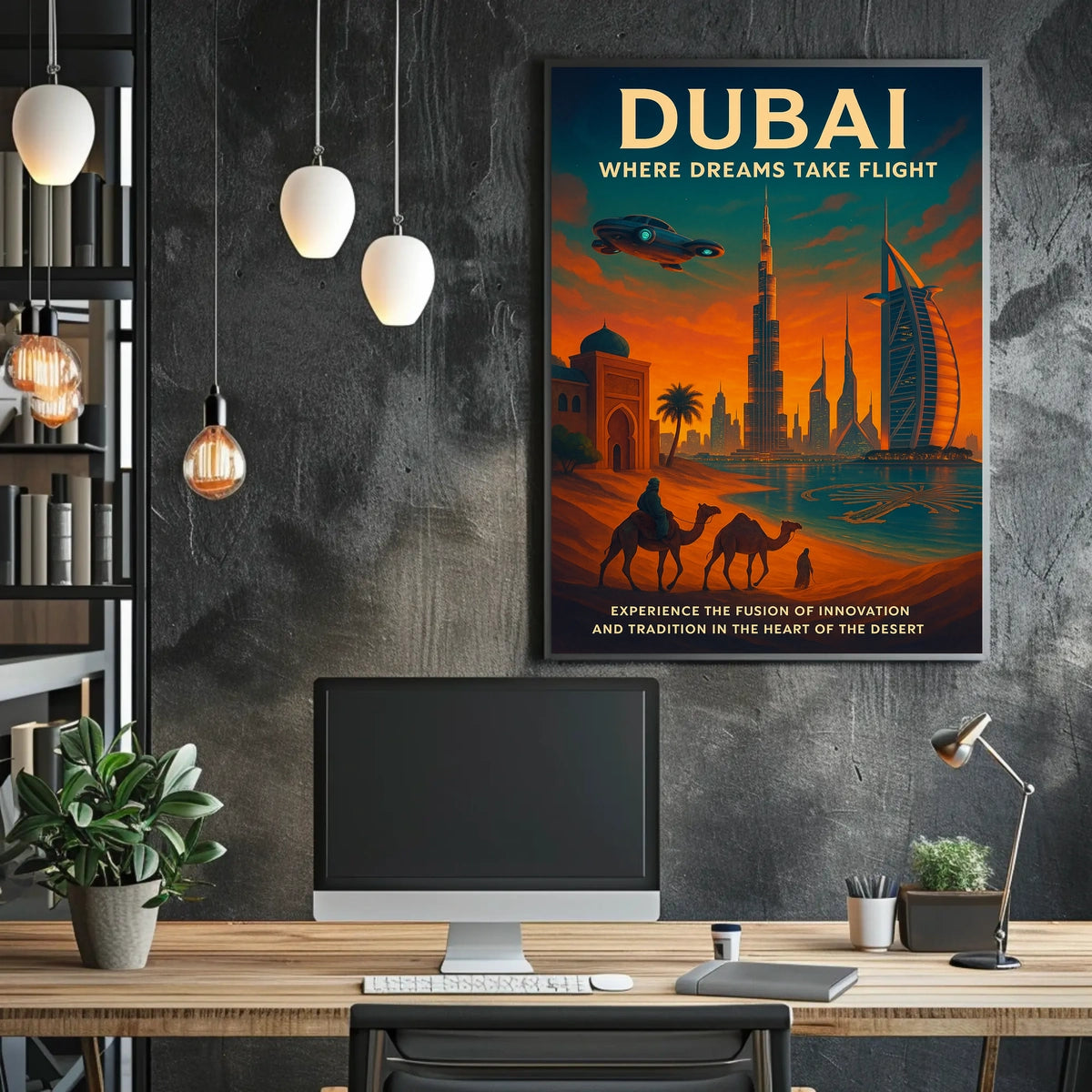 Dubai Skyline Poster Dream Travel Art For Home Decor Lovers