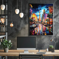 Vibrant Cityscape Nightlife Surreal Parisian Dream Artistic Poster