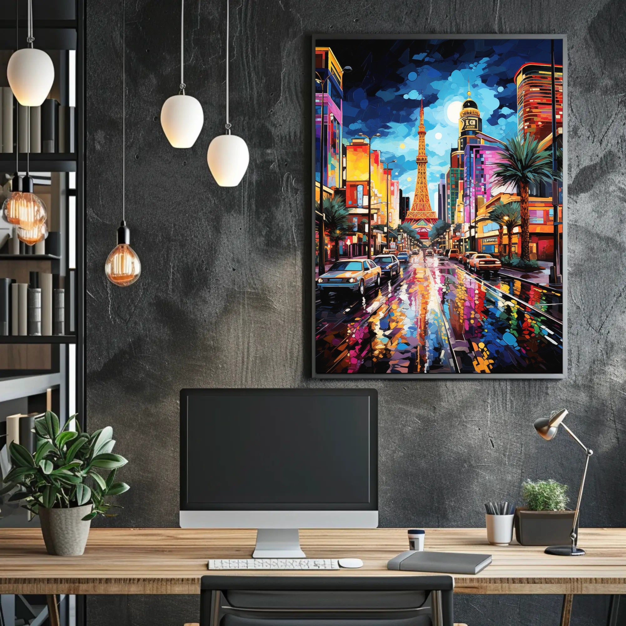 Vibrant Cityscape Nightlife Surreal Parisian Dream Artistic Poster