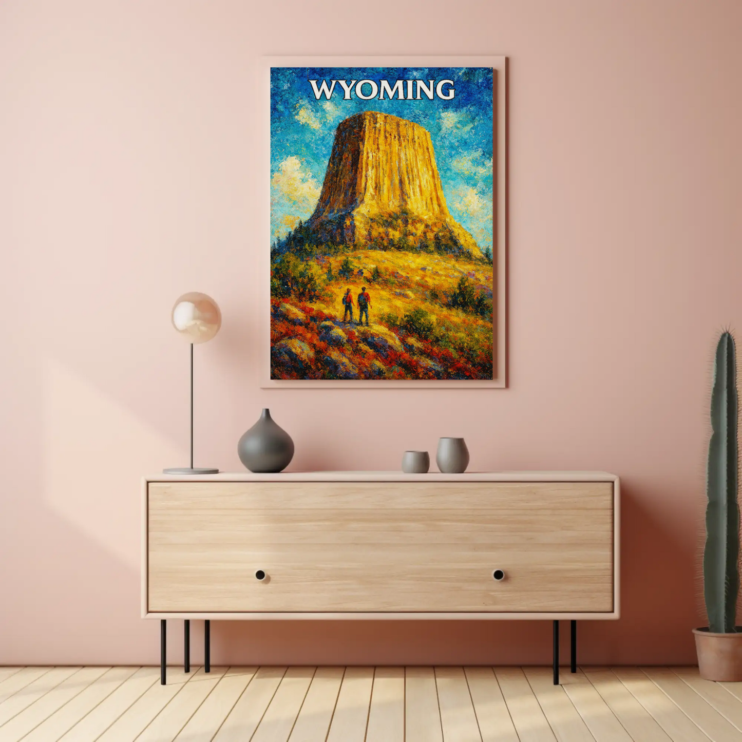 Wyoming Devils Tower Hiking Landscape Scenic Travel Poster