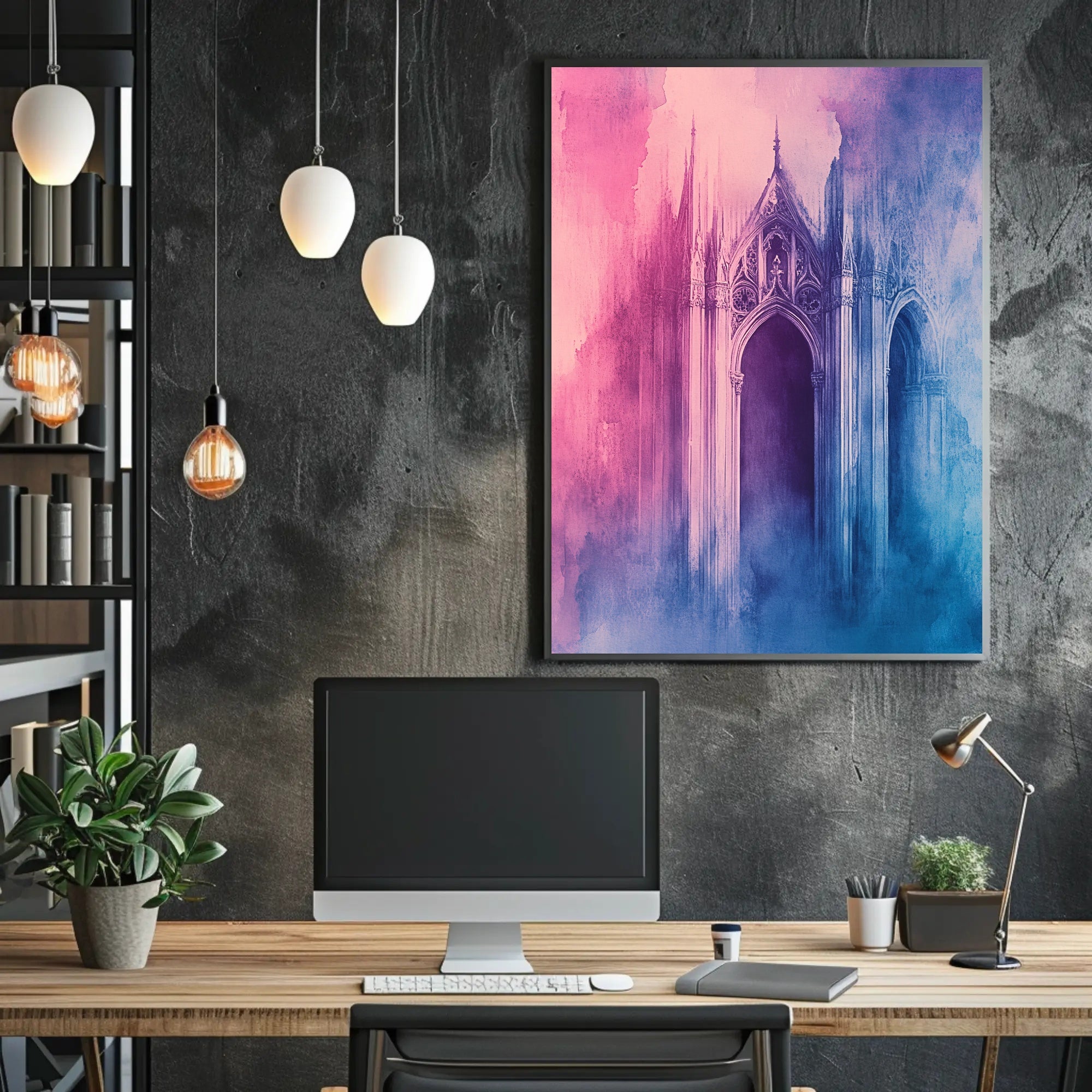 Gothic Dreamscape Watercolor Abstract Artistic Poster