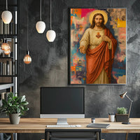 Sacred Heart Jesus with Urban Street Art Poster