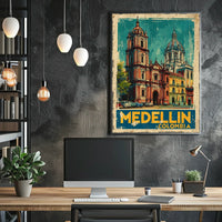 Medellín, Colombia Vintage Travel Poster