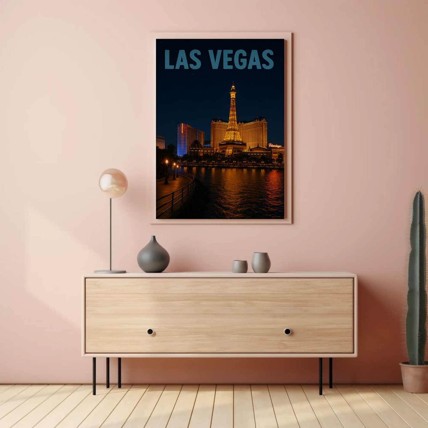 Las Vegas Eiffel Tower Hotel Night Lights Poster
