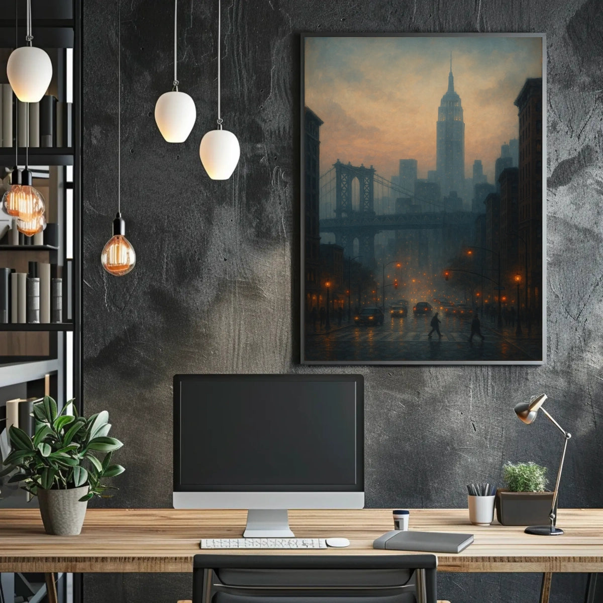 New York City Skyline Poster Abstract Moody Wall Art