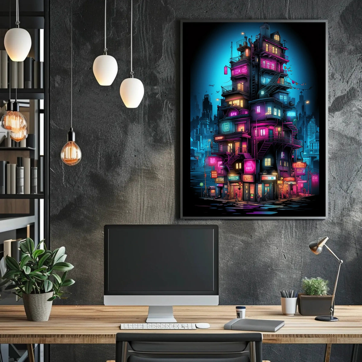 Neon Cityscape Poster