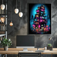 Neon Cityscape Poster