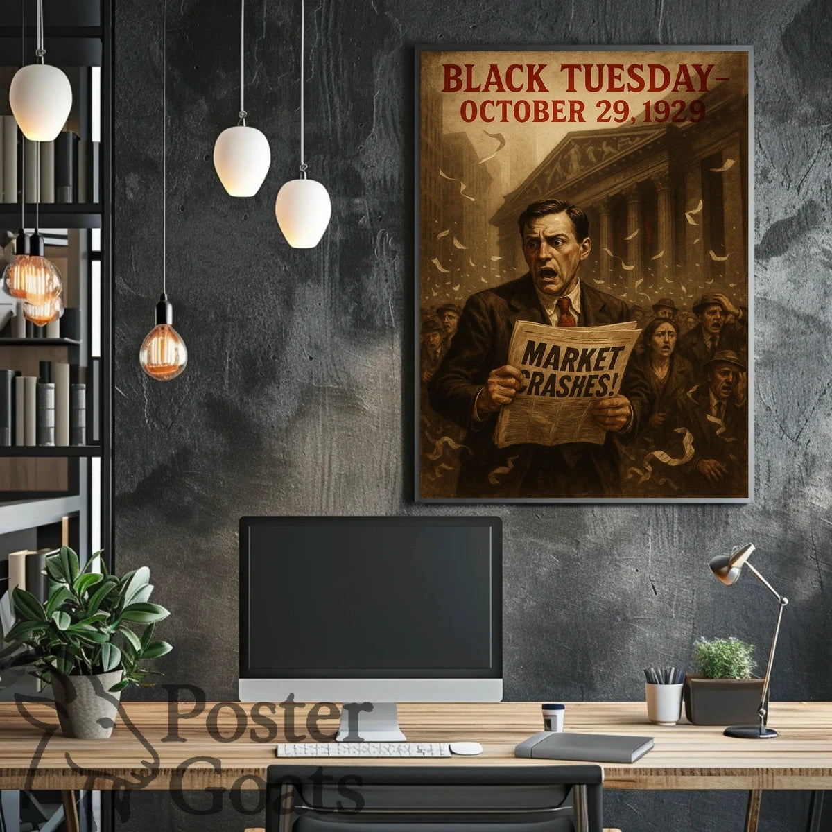 1929 stock market crash scene historical or presidential poster