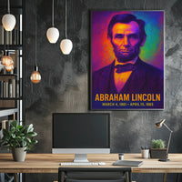 Abraham Lincoln 16th President of the United States Neon Gradient Overlay Poster