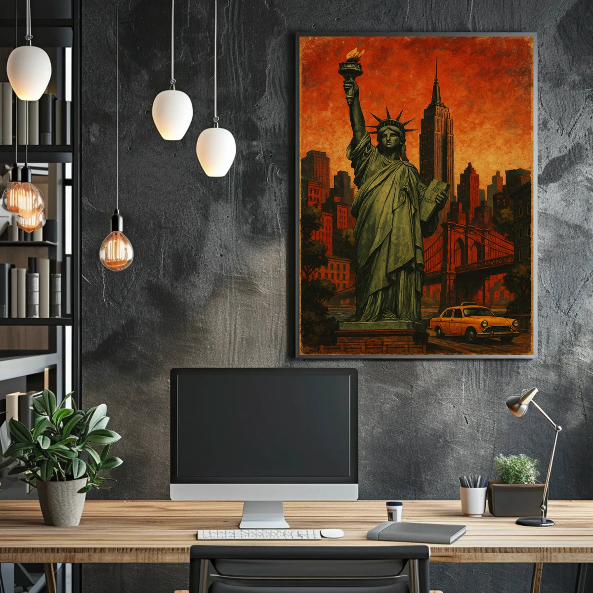 Iconic New York City Poster Wall Art Manhattan Night Print