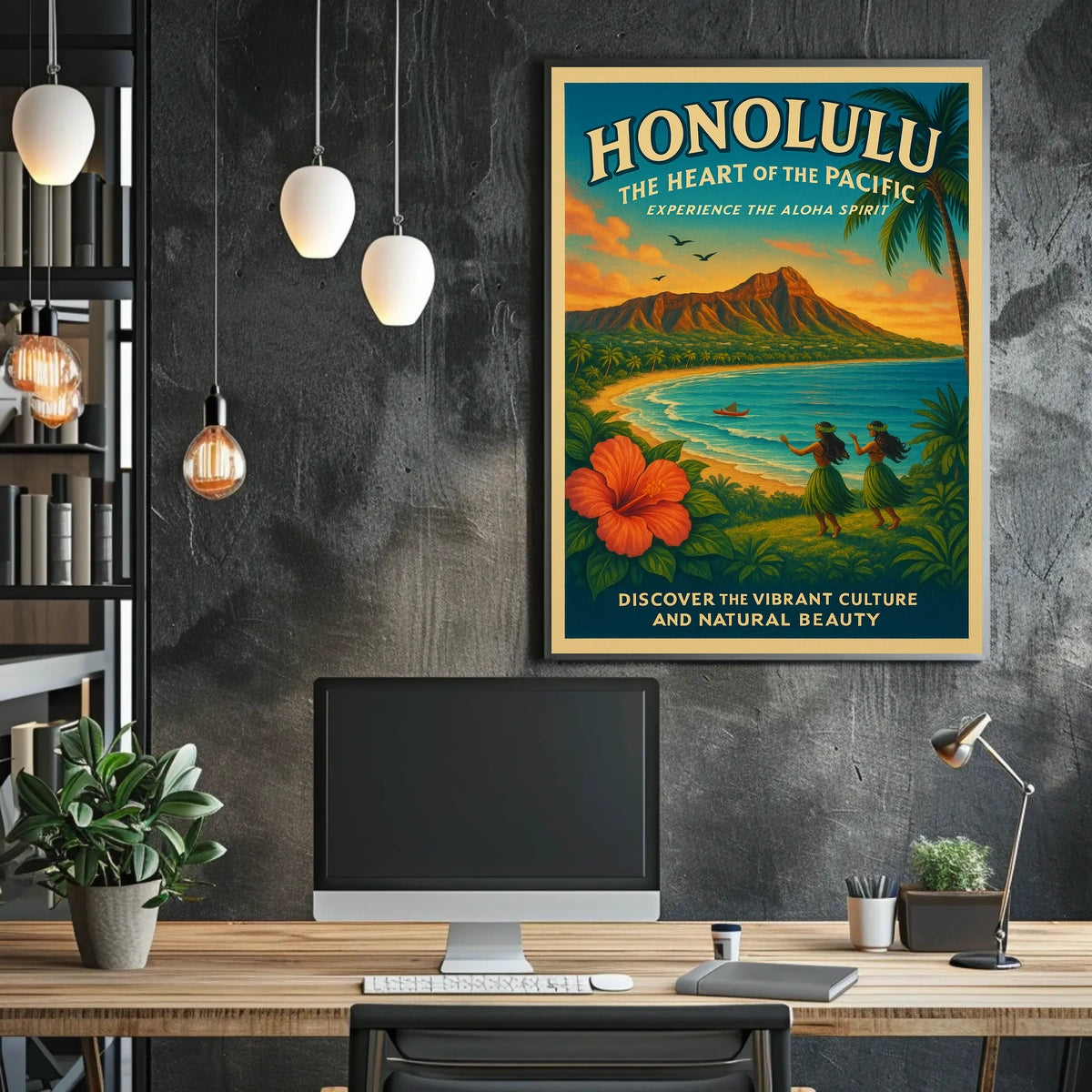 Honolulu Vintage Travel Poster Aloha Spirit Adventure