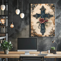 Roses And Cross Poster