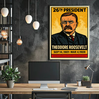 Theodore Roosevelt 26th President of the United States Inked Comic Style Poster