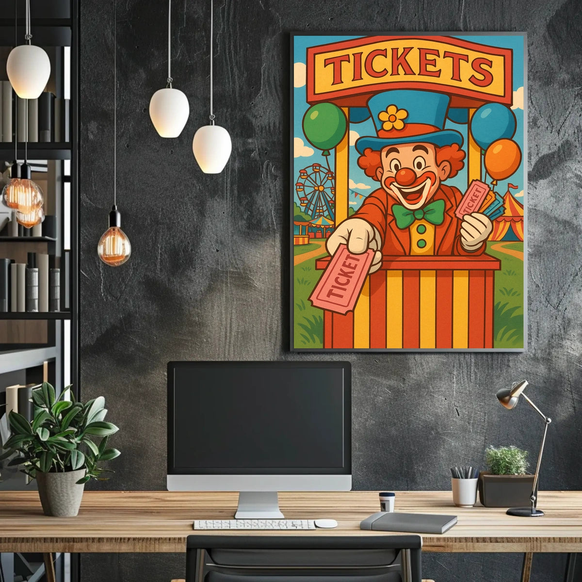 Carnival Clown Ticket Booth Poster
