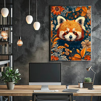 Red Panda in Bloom Wall Art Print
