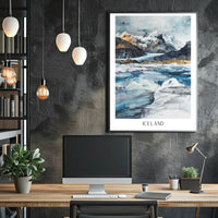 Icelandic Icy Mountains Abstract Artistic Poster PosterGoat