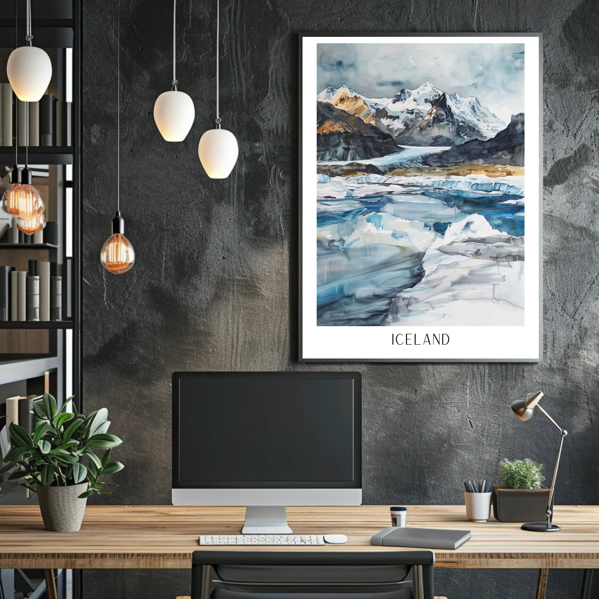 Icelandic Icy Mountains Abstract Artistic Poster PosterGoat