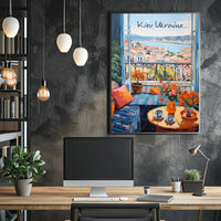 Scenic Balcony Overlooking Kiev Cityscape Poster