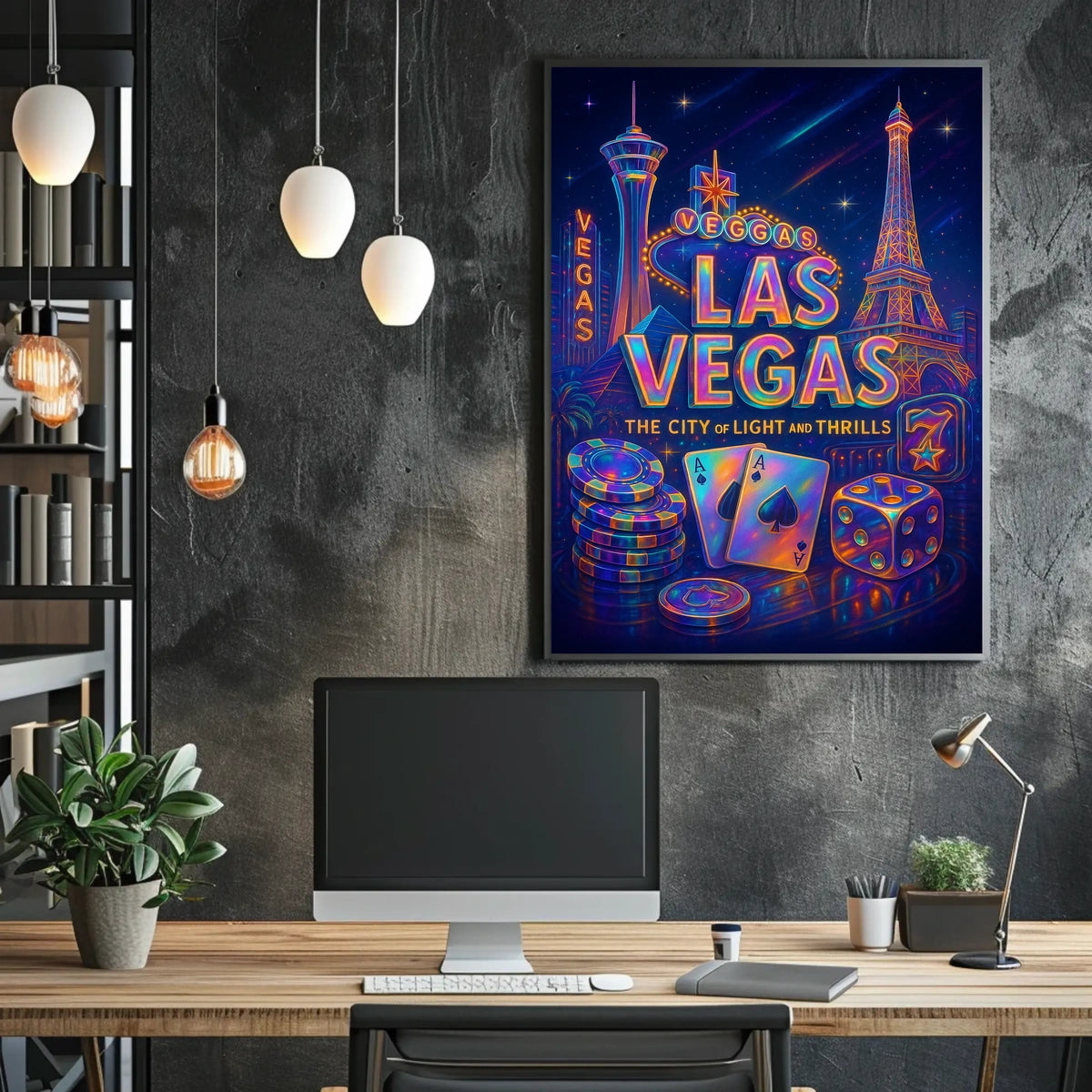 Las Vegas Poster Neon Lights Wall Art For Living Rooms