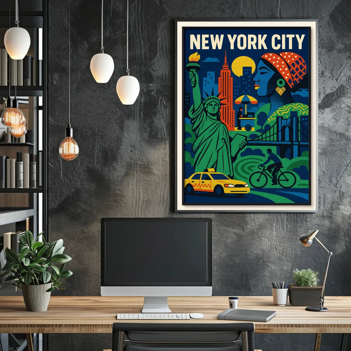 New York City Poster Abstract Travel Colorful Wall Art