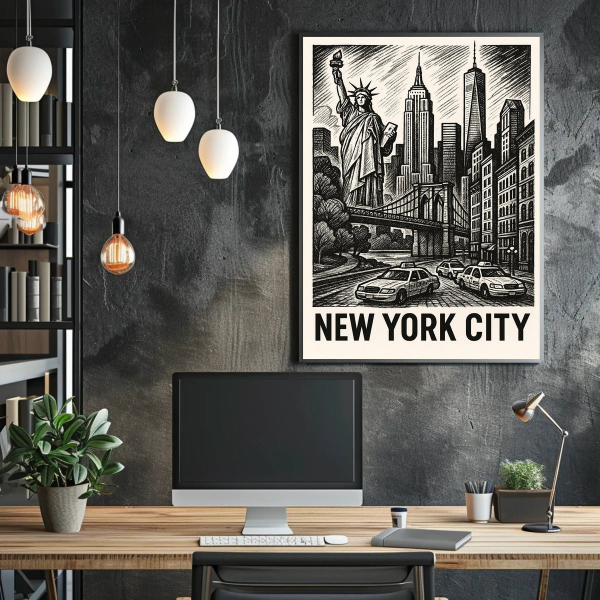 Iconic New York City Poster Black And White Wall Art NYC