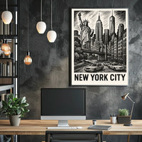 Iconic New York City Poster Black And White Wall Art NYC
