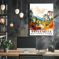 Yosemite Watercolor Wall Art Poster