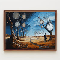 Surreal Barren Landscape with Clocks Artistic Poster