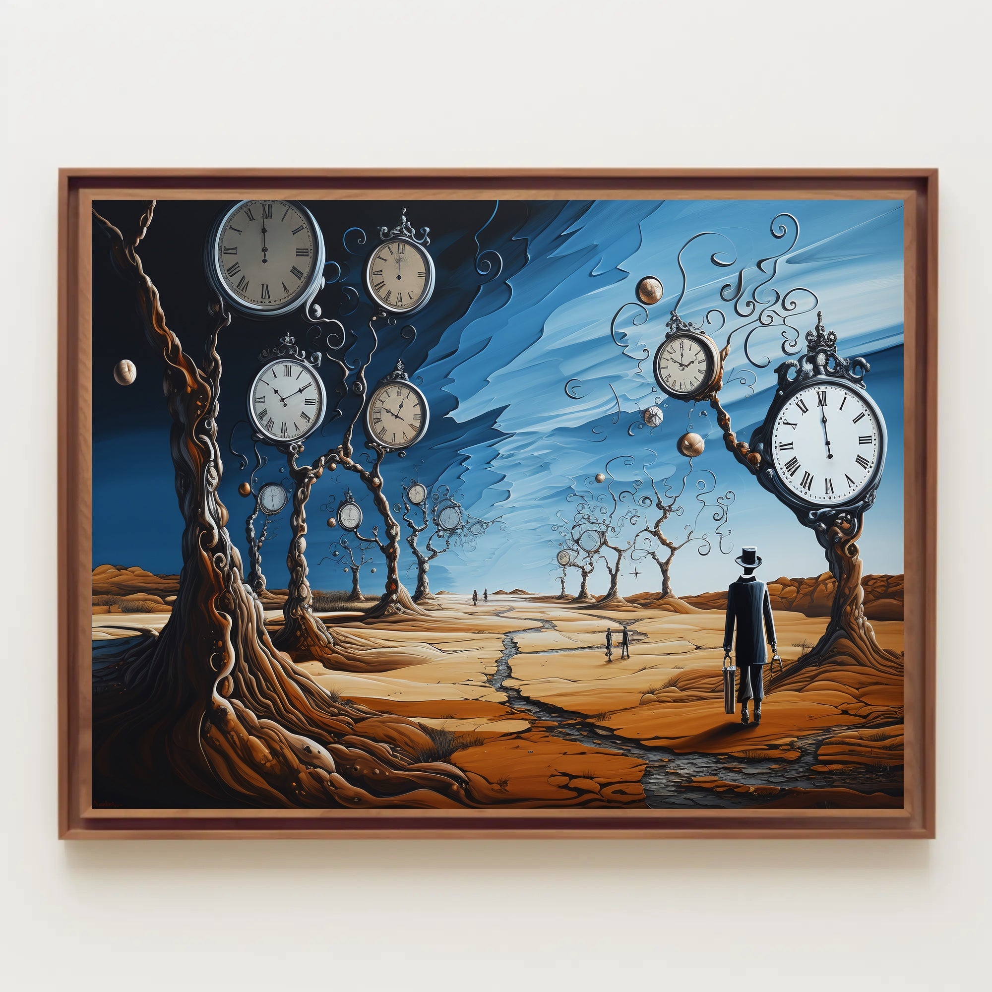 Surreal Barren Landscape with Clocks Artistic Poster