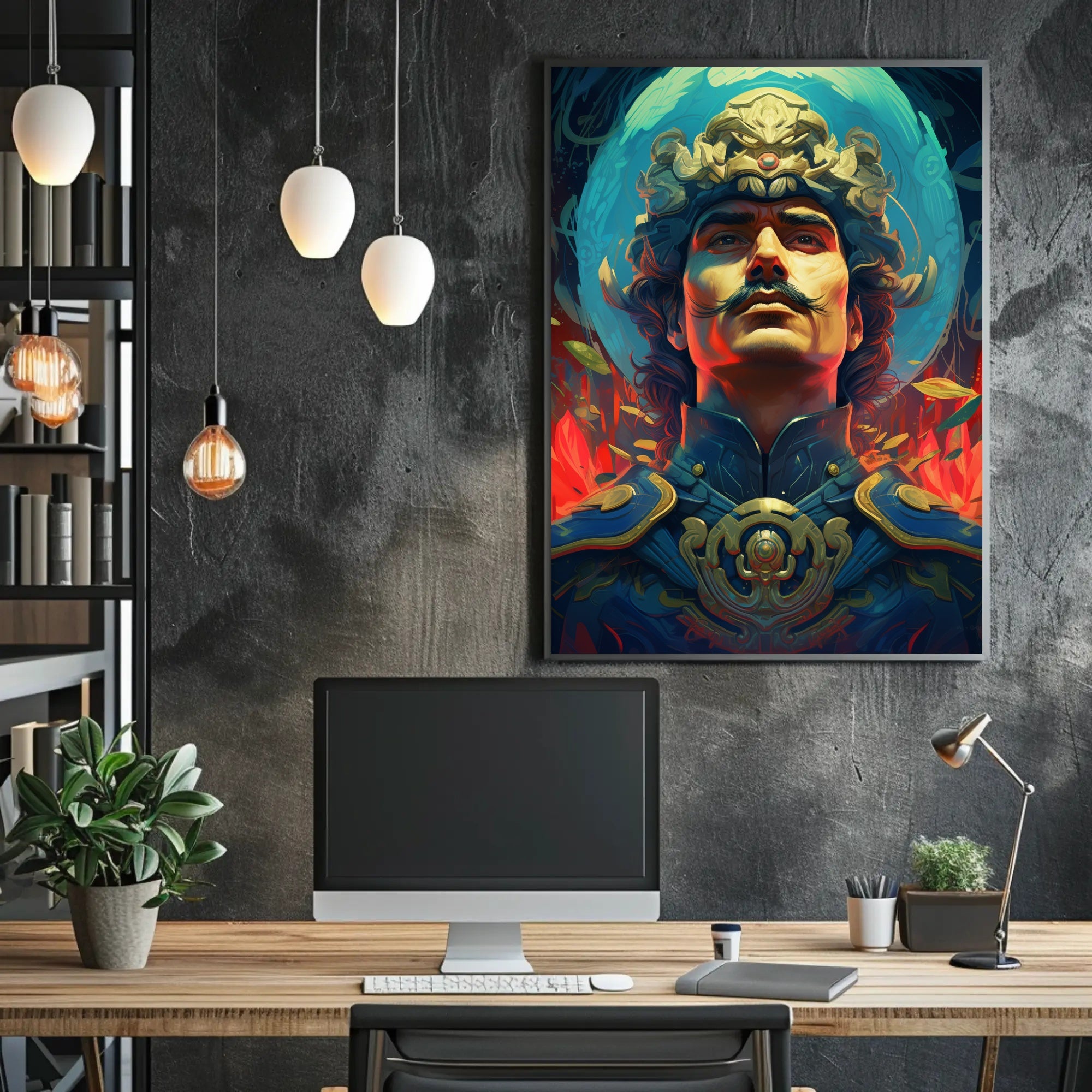 Regal Fantasy Warrior Art Poster Abstract, Artistic, or Pop Culture Poster