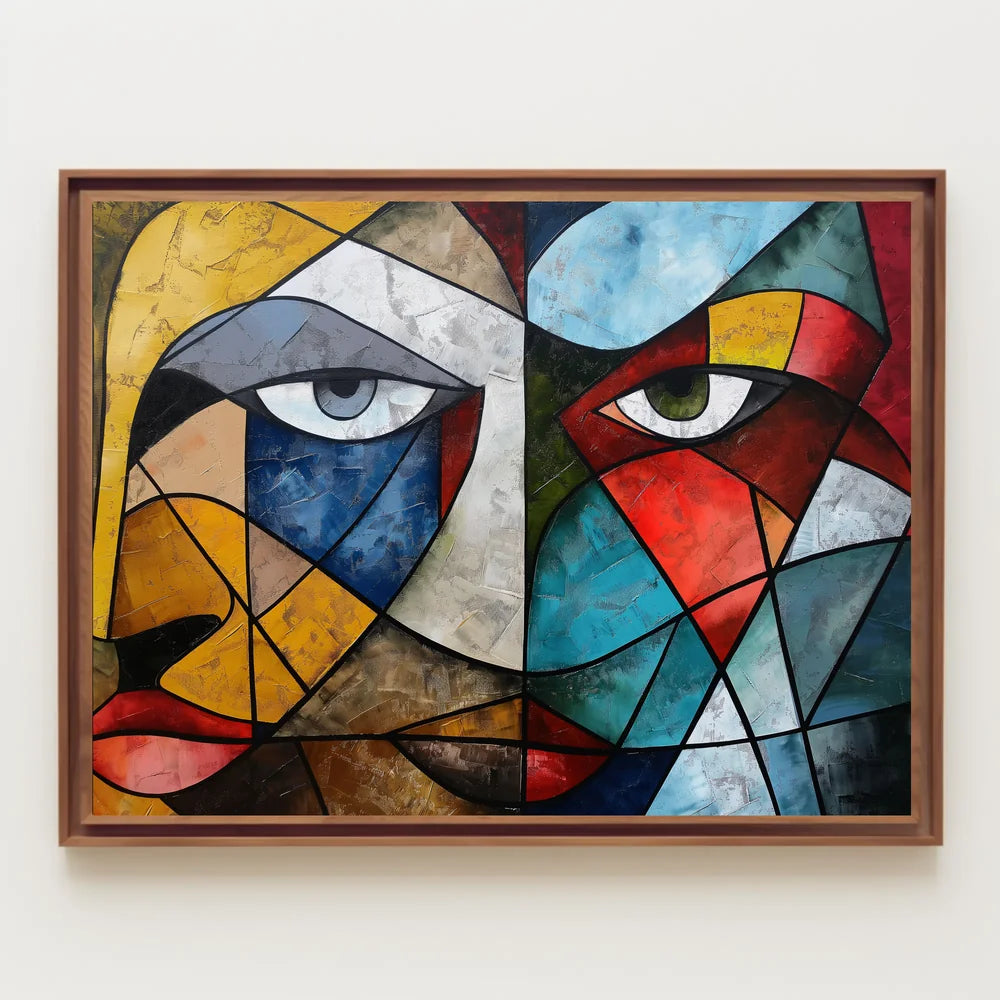 Cubist Faces Vibrant Abstract Art Poster Print