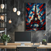 Eiffel Tower Abstract in Vibrant Patriotic Poster