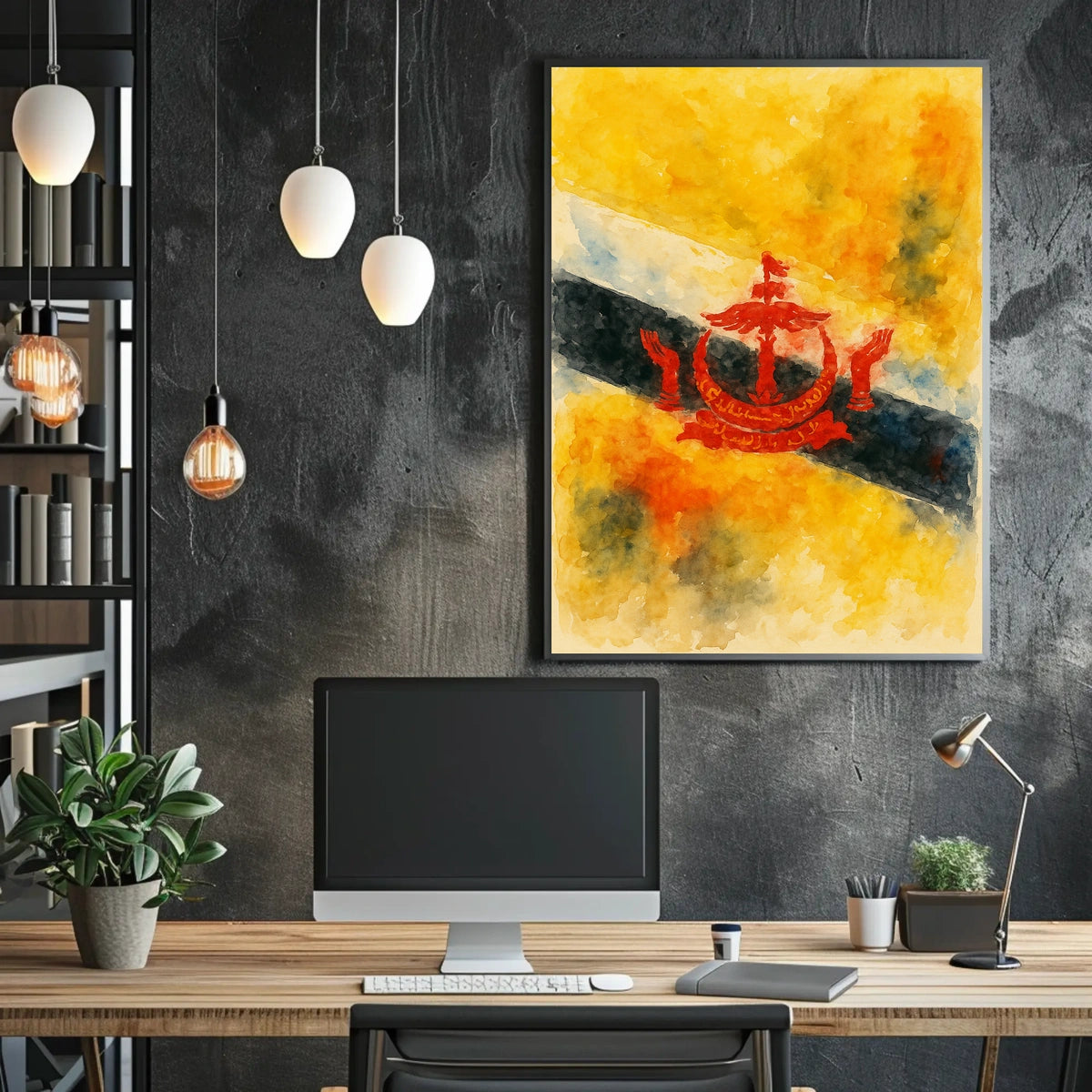 Brunei Flag Watercolor Art Poster