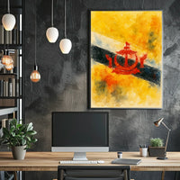 Brunei Flag Watercolor Art Poster