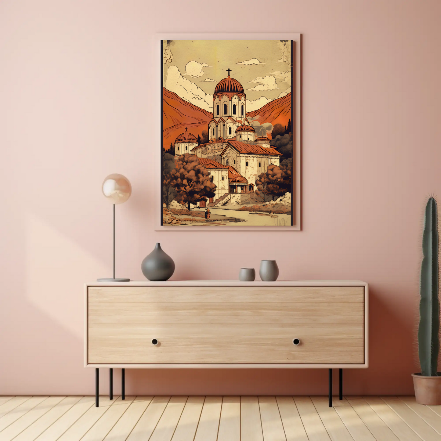 Orthodox Monastery Valley View In Fall Travel Poster