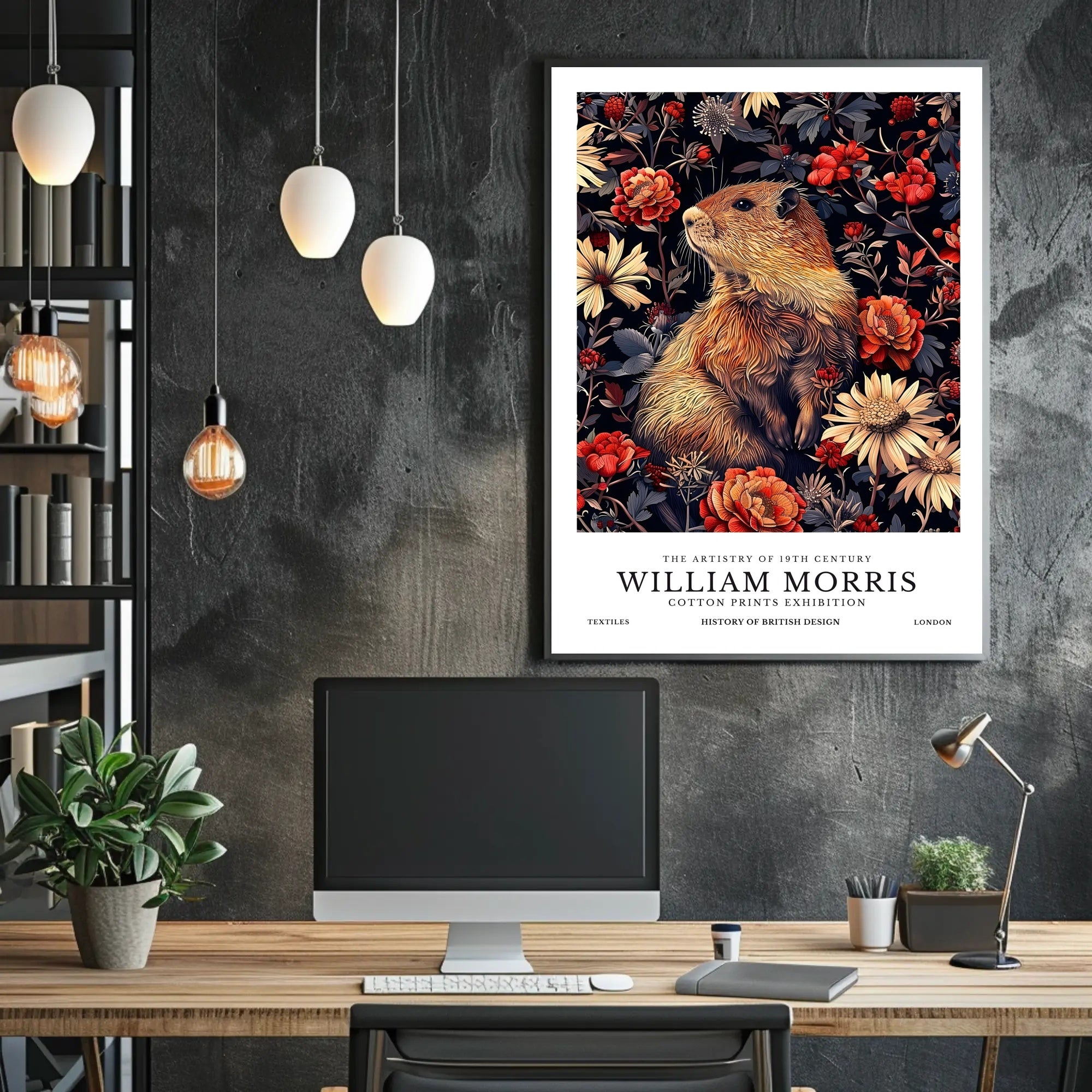 Artistic Marmot Floral Pattern: Abstract or Artistic Poster