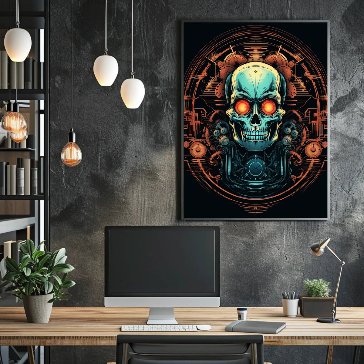 Cybernetic Skull Art Poster