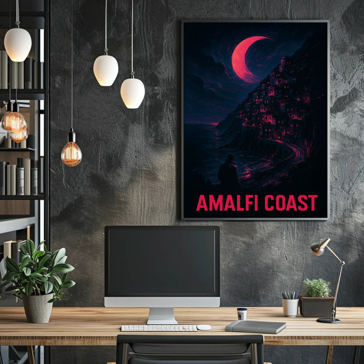 Amalfi Coast Enigmatic Nightscape Poster For Wall Art
