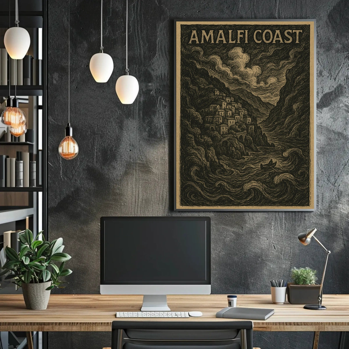 Amalfi Coast Poster Wall Art 18x24 Coastal Seascape Decor