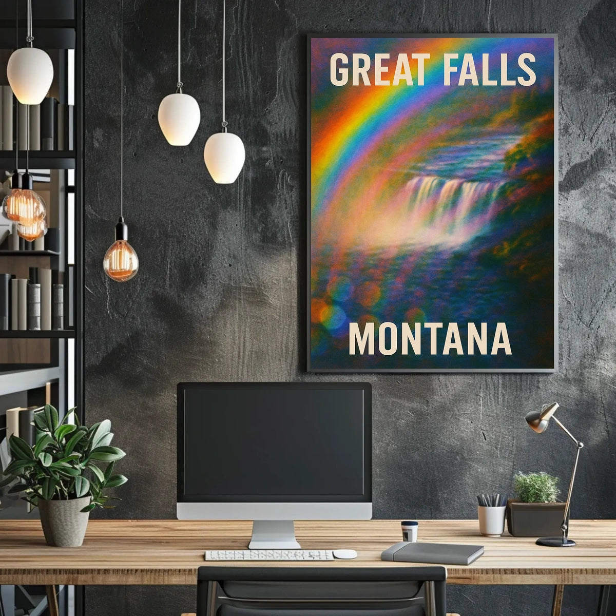 Stunning Great Falls Montana Scenic Nature Landscape Photography Realism Art Poster For Wanderlust Decor Enthusiasts