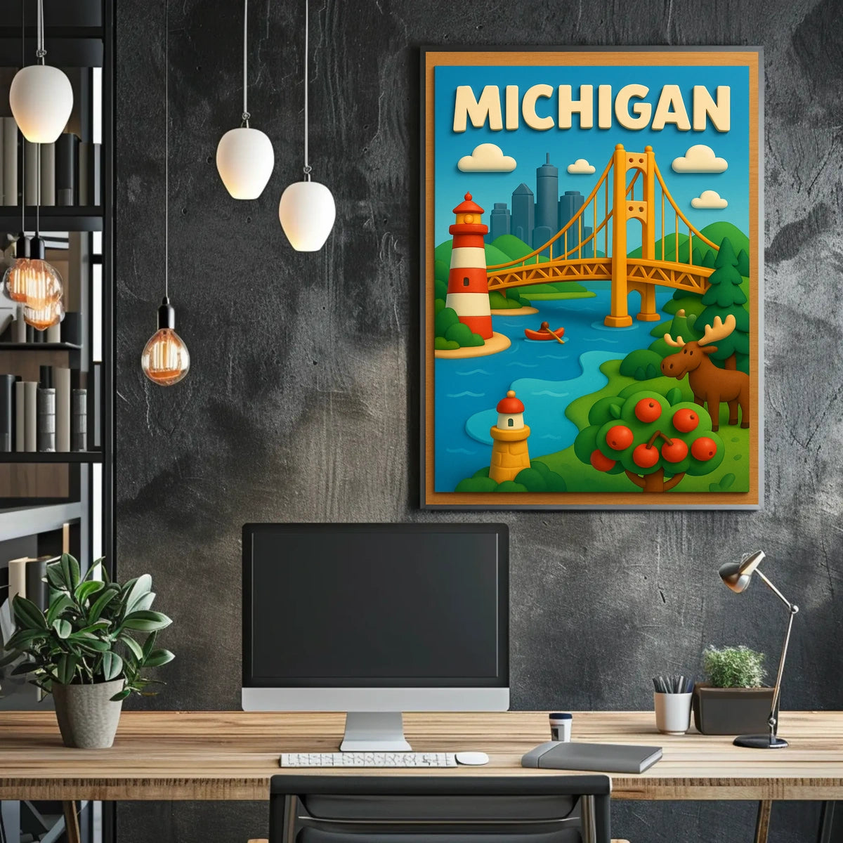 Michigan Adventure Poster Scenic Wall Art For Home Decor