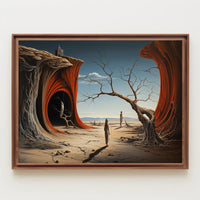 Surreal Journey in Barren Landscape Artistic Poster