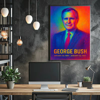 George H. W. Bush 41st President of the United States Neon Gradient Overlay Poster