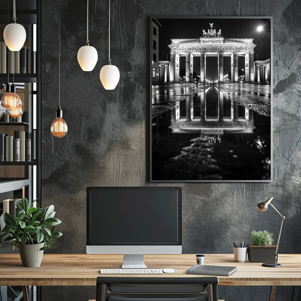 Brandenburg Gate Berlin Night Photorealistic Poster Print