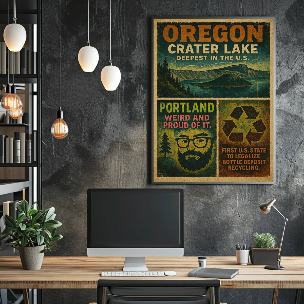 Oregon Pride Crater Lake And Portland Poster