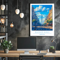 Buenos Aires Obelisk Vibrant Urban Cityscape Travel Poster
