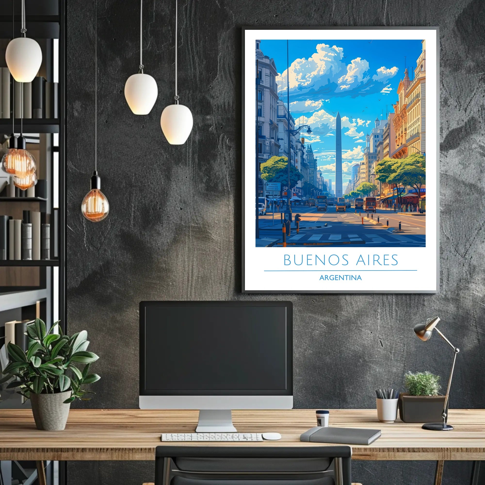 Buenos Aires Obelisk Vibrant Urban Cityscape Travel Poster
