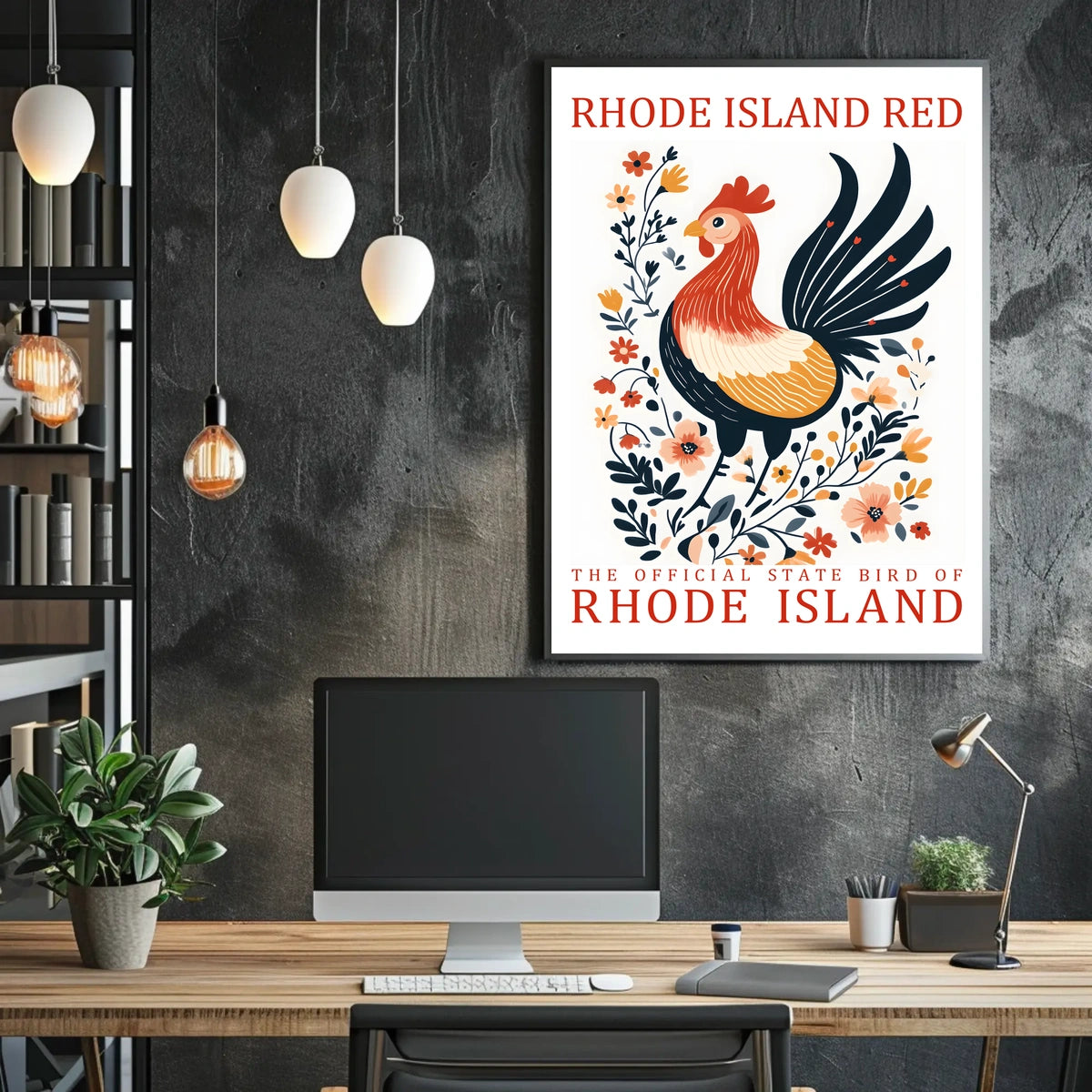 Rhode Island Red Chicken Art Poster Decor