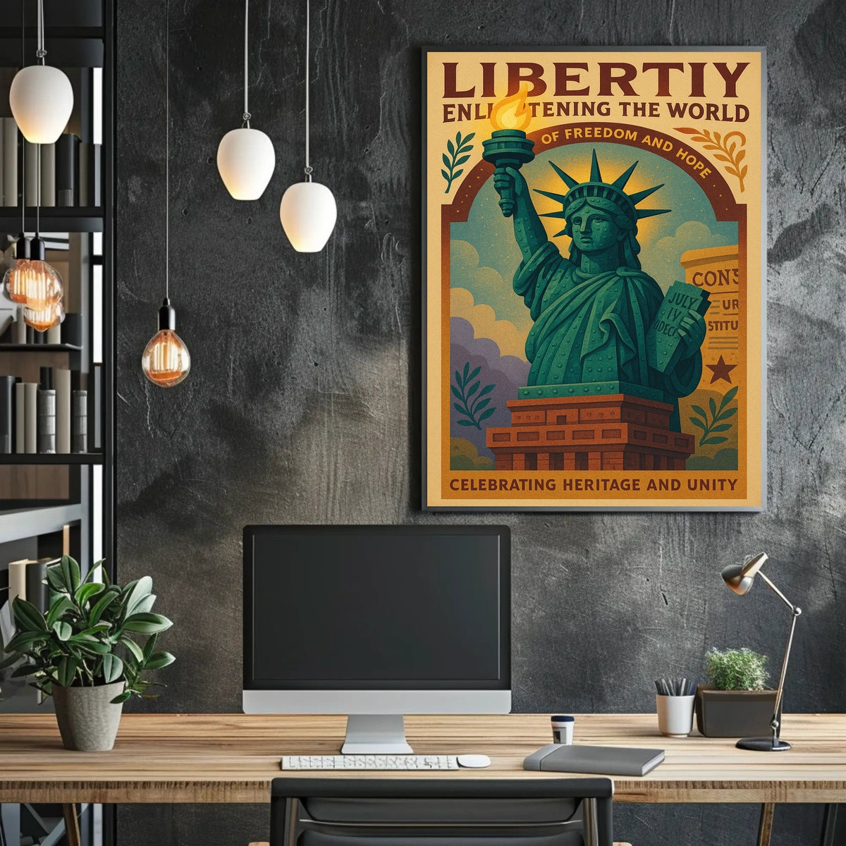 Liberty Torch Vintage Cultural Heritage Poster